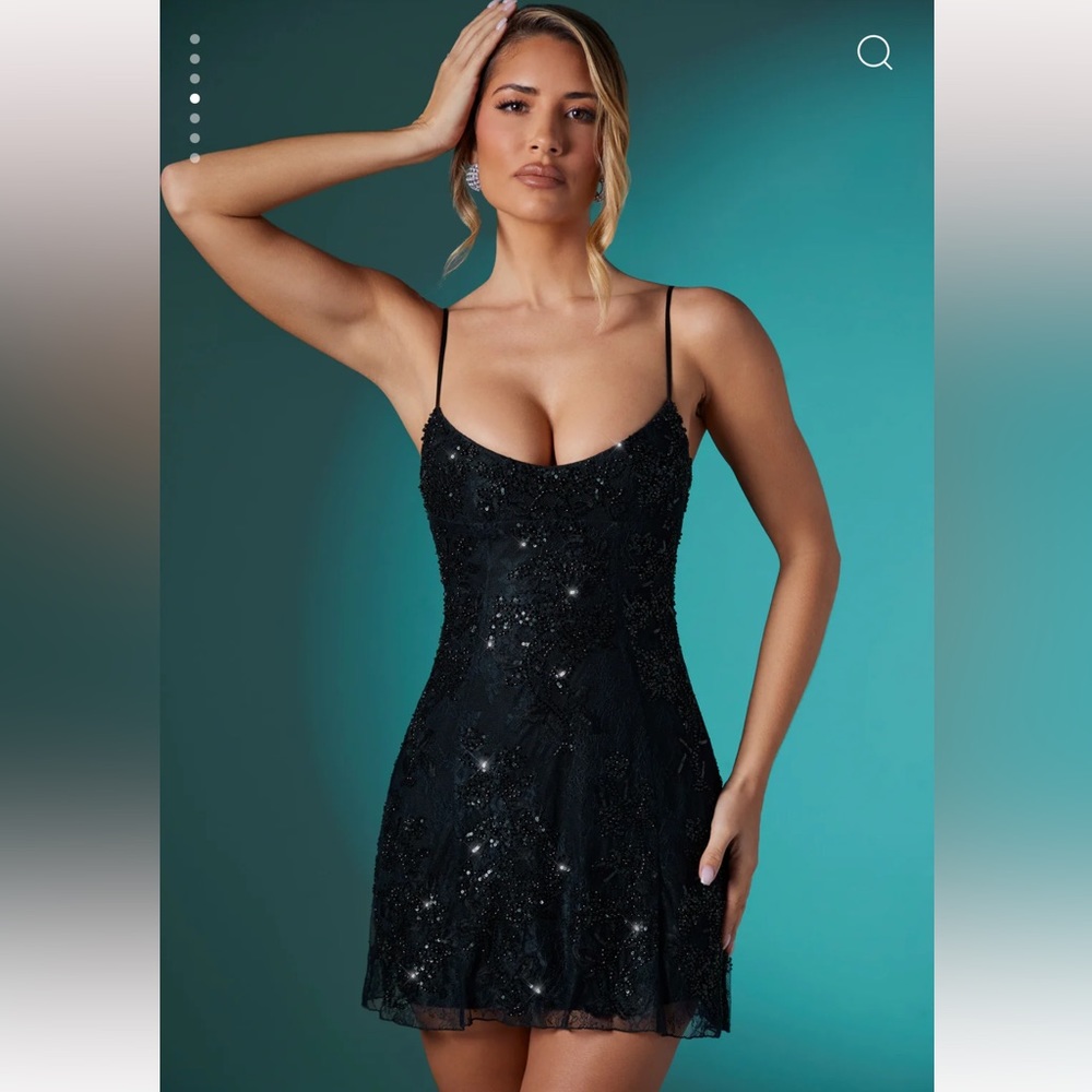COPY - Oh Polly embellished lace mini dress in black. Size US2. Never worn!
